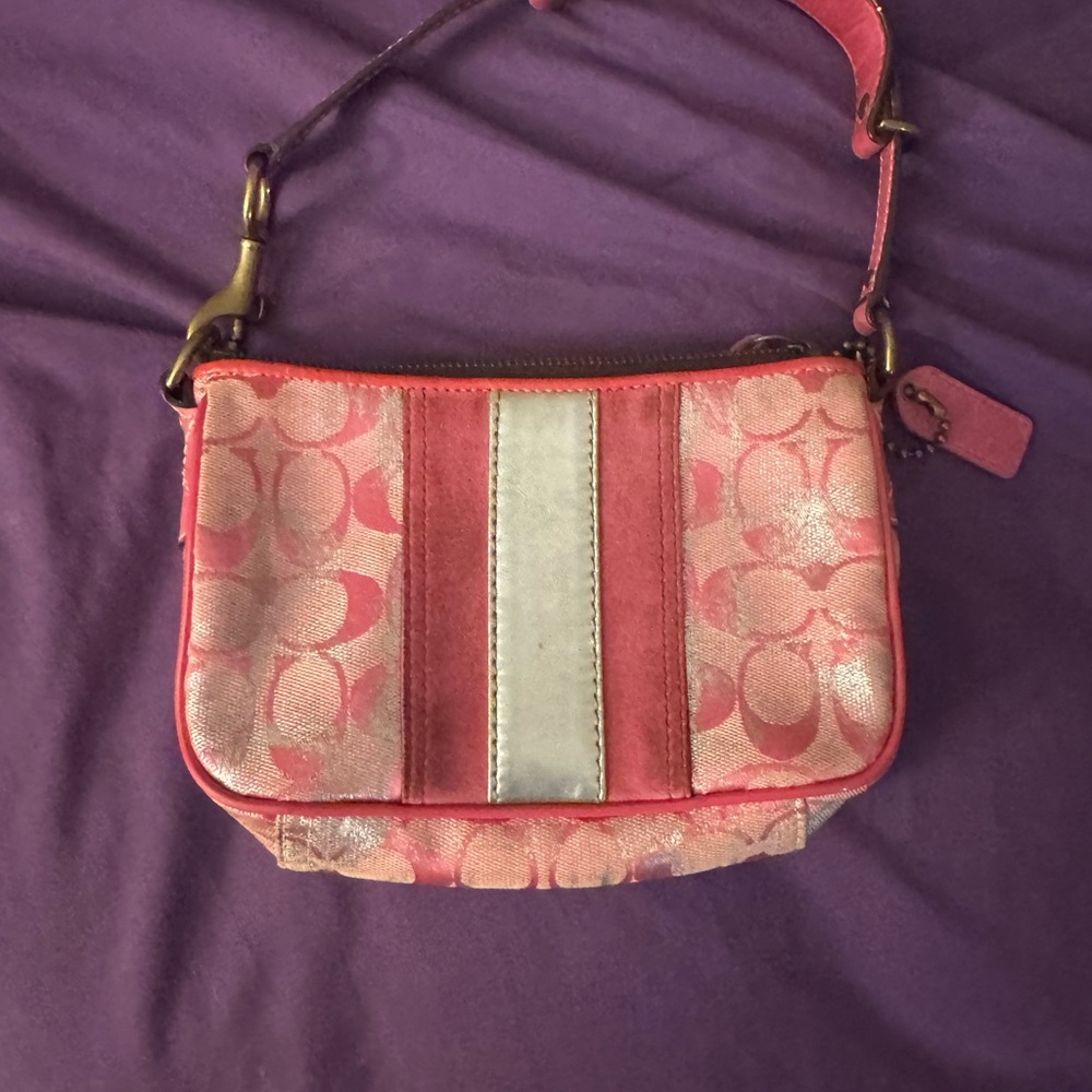 Coach Pink and Silver Wristlet